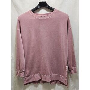 Old Navy Womens Large Pink Sweater Oversized Tunic Soft Warm Loose Side Splits